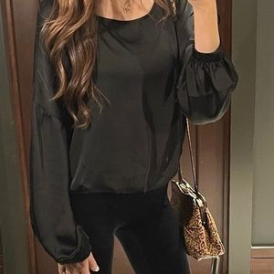 black satin long sleeve top